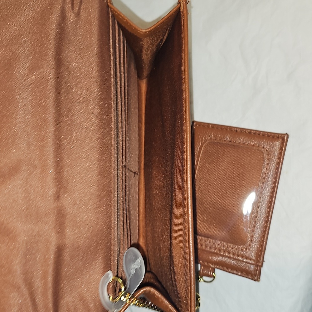 Time and Tru Women's Scarlet Envelope Wallet, Cognac Brown New - Picture 11 of 14